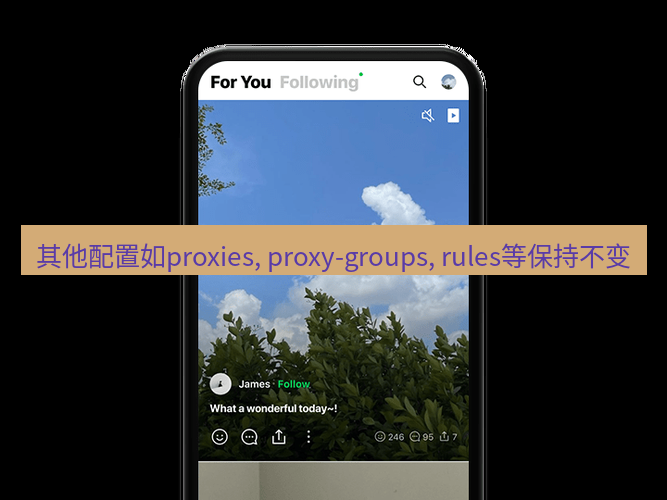 快连 其他配置如proxies, proxy-groups, rules等保持不变